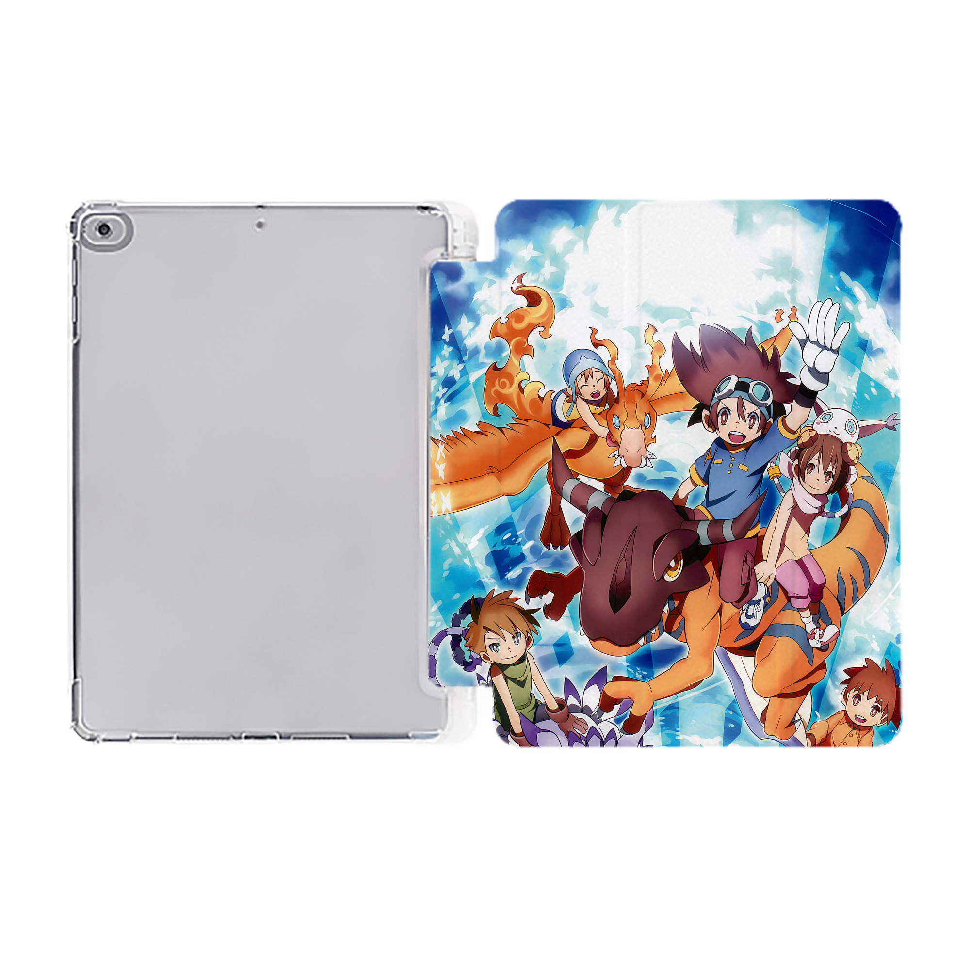 （画像用） Digimon デジタルモンスター/デジモン IPad ケース ペン収納付き 三つ折りスタンド PUレザー×シリコン 対応機種9.5/10.5/10.9インチ